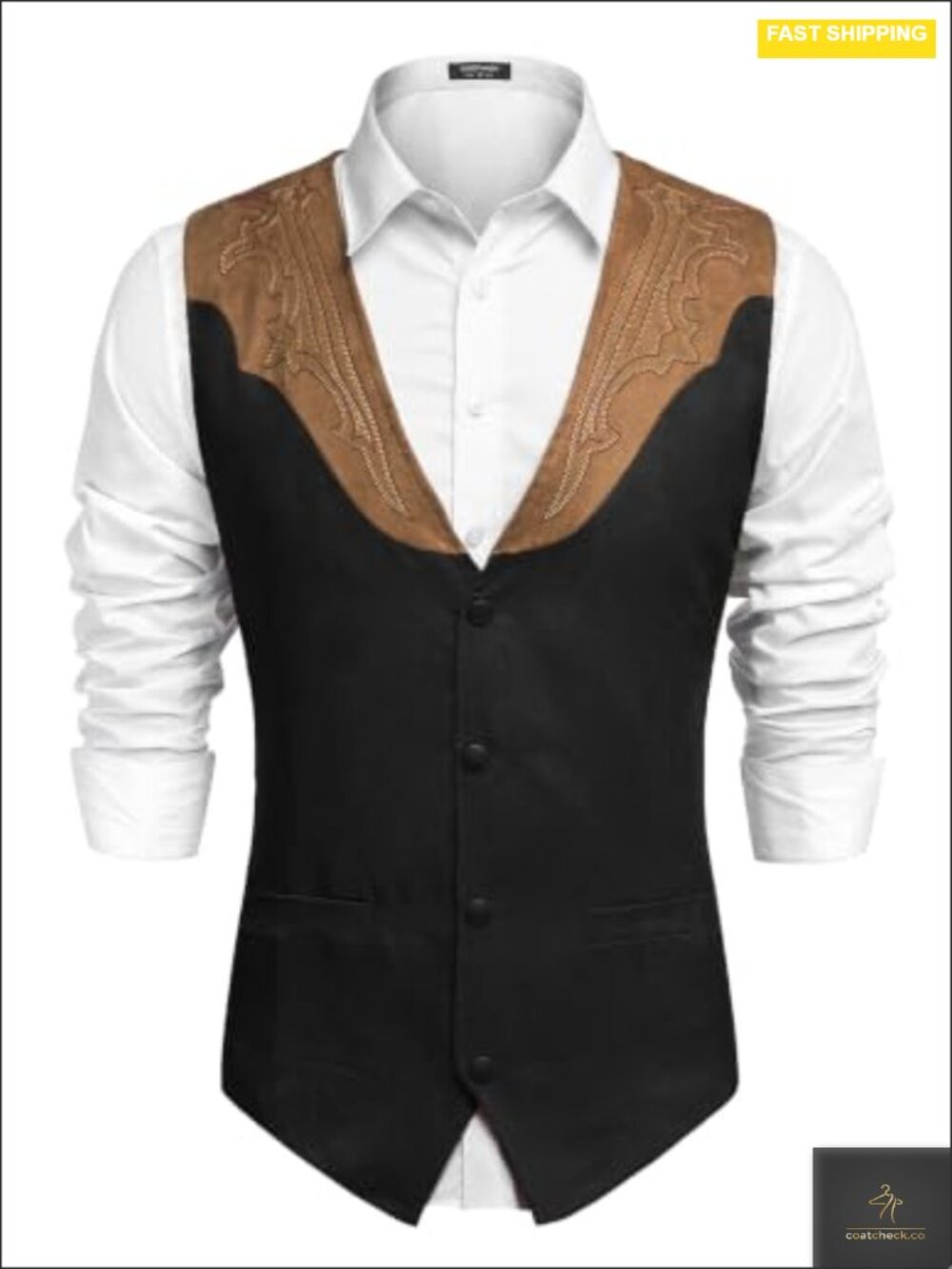 Men's Suede Western Vest Slim Fit Waistcoat